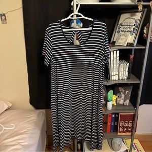 Cuddl Duds Flexwear Navy Stripe Dress